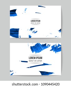 Set of vector business card templates with brush stroke background.