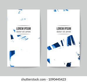 Set of vector business card templates with brush stroke background.
