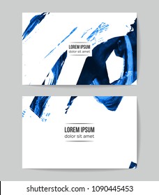 Set of vector business card templates with brush stroke background.