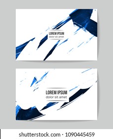 Set of vector business card templates with brush stroke background.