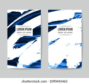Set of vector business card templates with brush stroke background.