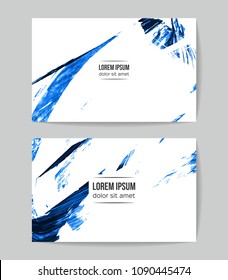 Set of vector business card templates with brush stroke background.