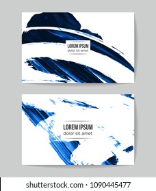 Set of vector business card templates with brush stroke background.