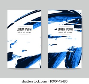 Set of vector business card templates with brush stroke background.