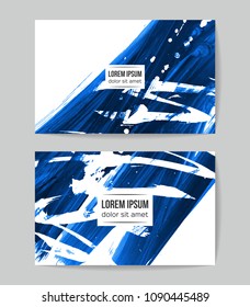 Set of vector business card templates with brush stroke background.