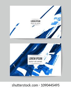 Set of vector business card templates with brush stroke background.