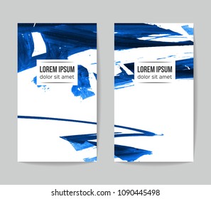 Set of vector business card templates with brush stroke background.