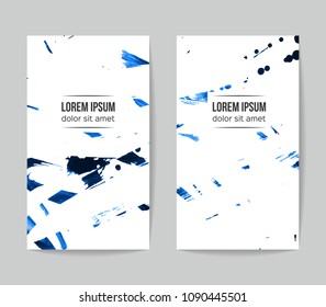 Set of vector business card templates with brush stroke background.