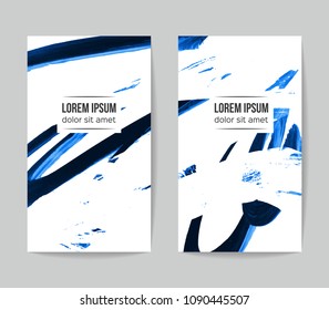 Set of vector business card templates with brush stroke background.