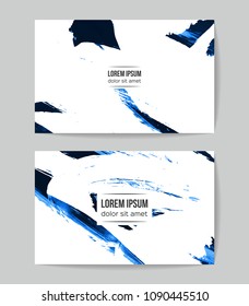 Set of vector business card templates with brush stroke background.