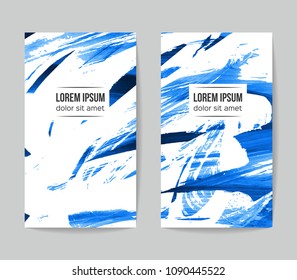 Set of vector business card templates with brush stroke background.