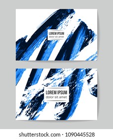 Set of vector business card templates with brush stroke background.