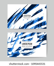 Set of vector business card templates with brush stroke background.