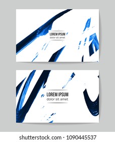 Set of vector business card templates with brush stroke background.