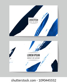 Set of vector business card templates with brush stroke background.