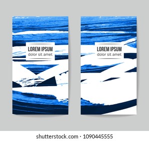 Set of vector business card templates with brush stroke background.