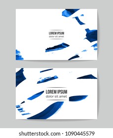 Set of vector business card templates with brush stroke background.