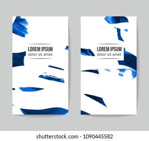 Set of vector business card templates with brush stroke background.