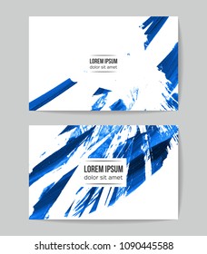 Set of vector business card templates with brush stroke background.