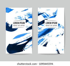 Set of vector business card templates with brush stroke background.
