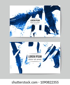 Set of vector business card templates with brush stroke background.