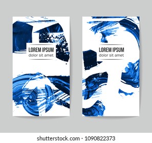 Set of vector business card templates with brush stroke background.
