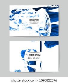 Set of vector business card templates with brush stroke background.