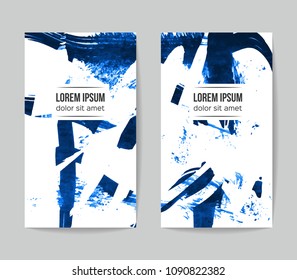 Set of vector business card templates with brush stroke background.