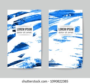 Set of vector business card templates with brush stroke background.