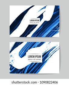 Set of vector business card templates with brush stroke background.