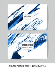 Set of vector business card templates with brush stroke background.