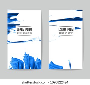 Set of vector business card templates with brush stroke background.