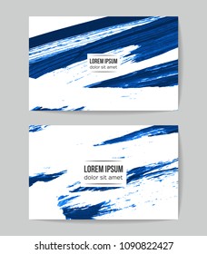 Set of vector business card templates with brush stroke background.