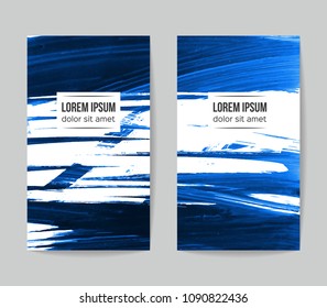 Set of vector business card templates with brush stroke background.