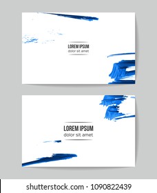 Set of vector business card templates with brush stroke background.