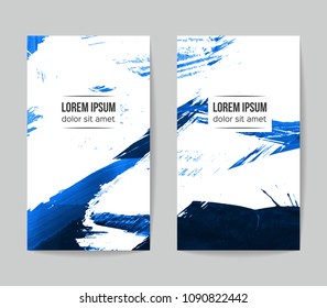 Set of vector business card templates with brush stroke background.