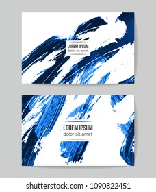 Set of vector business card templates with brush stroke background.