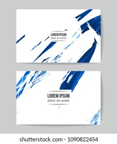 Set of vector business card templates with brush stroke background.