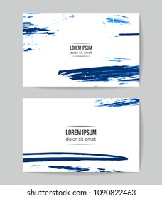 Set of vector business card templates with brush stroke background.