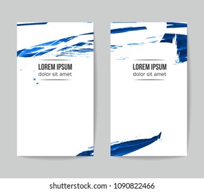 Set of vector business card templates with brush stroke background.