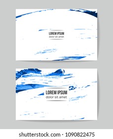 Set of vector business card templates with brush stroke background.