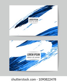 Set of vector business card templates with brush stroke background.