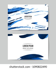 Set of vector business card templates with brush stroke background.