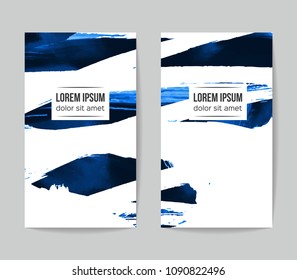 Set of vector business card templates with brush stroke background.