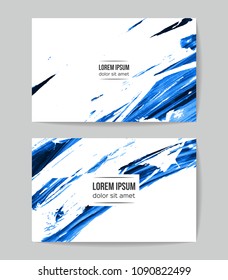 Set of vector business card templates with brush stroke background.