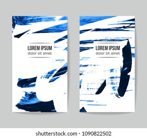 Set of vector business card templates with brush stroke background.