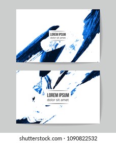 Set of vector business card templates with brush stroke background.