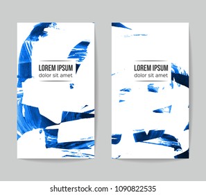 Set of vector business card templates with brush stroke background.