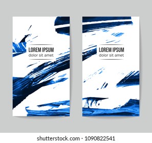 Set of vector business card templates with brush stroke background.