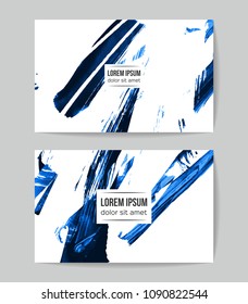 Set of vector business card templates with brush stroke background.